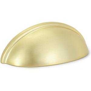 HOMOTEK 15 Pack Drawer Bin Cup Pulls Dresser Pulls for Cabinets Brushed Brass - 3 Inch Hole Centers Furniture Handles, Kitchen Cabinet Hardware