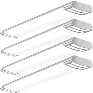 ANTLUX 4FT LED Flush Mount Puff Lights, 40W 4500LM Linear Light, 4000K Neutral White, 4 Foot Integrated LED Wraparound Ceiling Lighting Fixtures for Kitchen Laundry, Fluorescent Replacement, 4 Pack (4FT-40W)