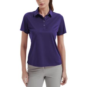 Women's Polo Shirts UPF 50+ Casual Work Quick Dry 4 Buttons Short Sleeve Collared Golf Shirt XS-4XL (Purple)