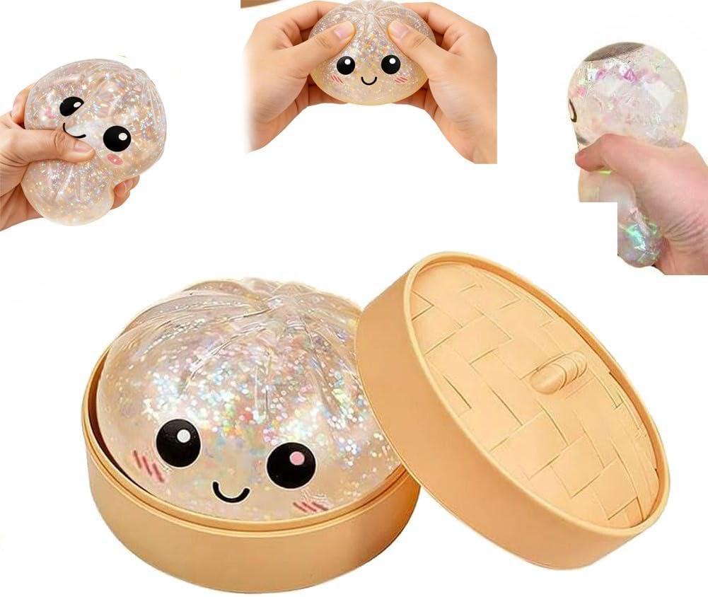 Glitter Dumpling, NEW Glitter Dumpling Squishy Box, Dumplings Squishy, Anxiety Relief Fidget, Soft Squeeze Decompression Dough (Style A)