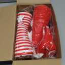 6 Pcs Christmas Table Decorations Mini Christmas Trees Yarn Trees Red and White Farmhouse Decor Tabletop Xmas Ornaments for Home Table Indoor Kitchen Room Holiday Tiered Tray, Red