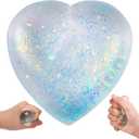 Heart Shape Stress Balls for Adult and Kids (Blue) - Sugar Ball, Squishy Toys for Stress Relief and Party Favors