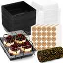 150 Pack Small Charcuterie Boxes with Clear Lids - To Go Paper Mini Charcuterie Box, Disposable Food Containers, 5 Inch Dessert Boxes - Sandwich, Cookie, Cake Slice, Strawberries (Black)