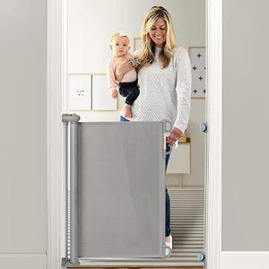 Retractable Baby Gate, 46” Wide Mesh Safety Gate for Babies and Pets, 33” Tall, Easy One-Handed Use, Indoor & Outdoor Stair, Doorway, Hallway Fence