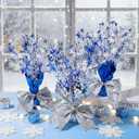 6 Pack Winter Wonderland Centerpieces Blue Christmas Table Decor Snowflake Centerpieces for Tables Metallic Stars for Christmas Xmas Wonderland Decorations