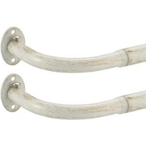2 Pack Curtain Rods, Room Darking Wrap Around Single Window Rod 3/4 Inch Telescoping Drapery Rod, 48-84, Brushed White