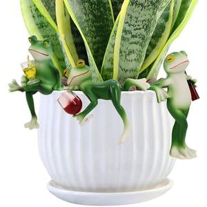 TURAOHU 3 Frog Figurines Drunken Frog Garden Decor Plant Decorations for Pots Resin Frogs for Garden Decor Lawn Ornaments for Balcony Patio Lawn Window Sill Desk