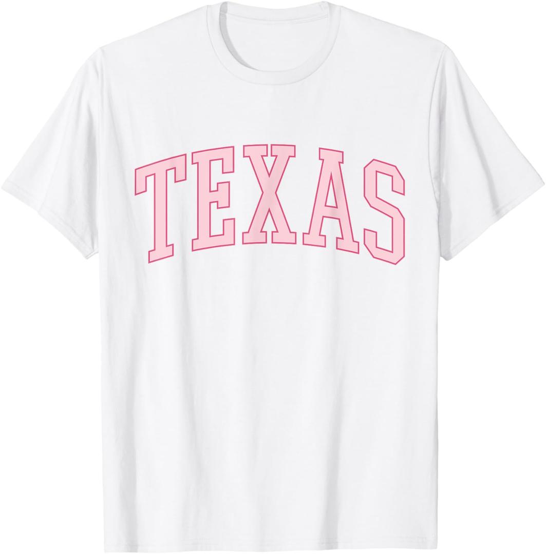 Preppy Varsity Pink Texas T-Shirt (Small)