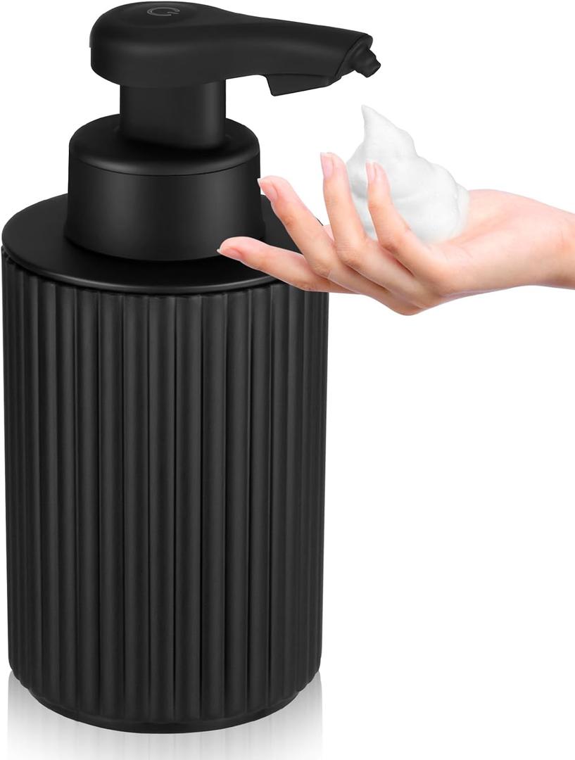 Automatic Soap Dispenser Foaming Touchless: 9oz Black Plastic - Rechargeable Electric Smart Auto Foam Soap Dispenser - Hand Dish Bathroom Kitchen