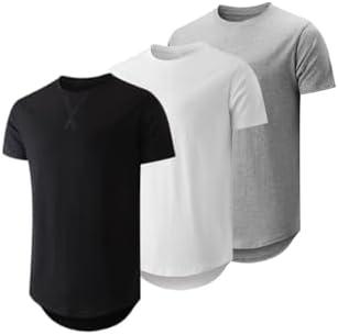 Dokotoo Men Mens 3 Pack Crewneck T-Shirts Multipack Short Sleeve Hipster Hip Hop Longline Classic Tee Tops XL