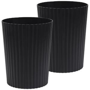 JiatuA Small Trash Can Plastic Wastebasket Round Garbage Container Bin for Bathroom, Kitchen, Bedroom, Home Office, College Dorm, Black 2 Pack (1.8 Gallons, 2 Pack)