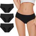 Women's High Absorbency Period Underwear - Leak-Proof & Reusable Menstrual Pants for Heavy Flow Days - 3 Pack, Black, Large