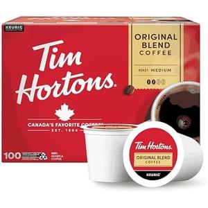 Tim Hortons Original Blend, Medium Roast Coffee, Single-Serve K-Cup Pods Compatible with Keurig Brewers, 100ct K-Cups BB 02-22-2027