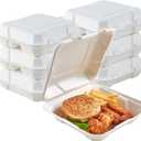 ECOLipak 50 Pack Clamshell Take Out Food Containers, 100% Compostable Disposable To Go Containers, 8X8 inch Heavy-Duty To Go Boxes for Food