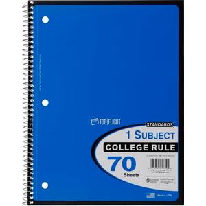 Top Flight 1-Subject Notebook, College Rule And Handles