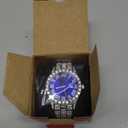 Hip Hop Watches for Men Iced-Out Bling Diamond Luxury Quartz Watches with Date (42mm Silver Blue)