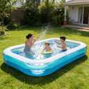 Kids Splash Pool Inflatable 120x72 Inch Rectangular, Extra Large BPA-Free PVC Family Pool ASTM Certified with Easy Drain for Ages 3-12, Thickened Anti-Burst Backyard Summer Pool