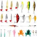 Fishing Lures Kit, 24Pcs Assorted Fishing Baits with Crankbaits, Spoon Lures, Hooks, Weights & Accessories, Fish Tackle Gift Set for Men, Bass Freshwater