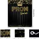 Prom Backdrop 71x82.7 Inch Black and Gold Prom Send Off Banner with 32.8ft Ribbon, Elegant Prom Party Decorations, Photo Booth Backdrop for High School Prom, Graduation, and Senior Send-Off