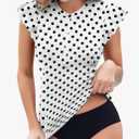 WOWENY Womens Padded Rash Guard Short Sleeve Swim Shirts 1/4 Zip UPF 50 Sun Protection Swimsuit Tankini Bathing Suit Top, S