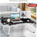 Cooper Mega Table Plus Premium XXL Extra Large Laptop Desk for Bed, Table for Laptop in Bed, Desk for Floor | Portable, Folding Legs, Book Stand, Tablet Groove, Drawer, Extra Wide Surface (White Oak)