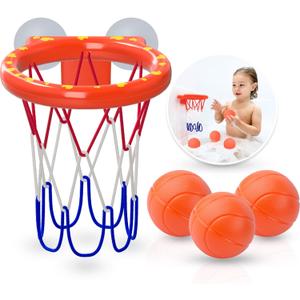 Bath Toys - Bathtub Basketball Hoop for Kids Toddlers - Mold Free Bath Toys with Suction Cup & 3 No Hole Balls - Shower and Bathtub Toys for Toddlers - Boys Girls