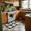 TYUU Halloween Bath Mat, Thin Halloween Bathroom Rug Non Slip Quick Dry Ghost Bath Mat Fits Under Door Thin Floor Mat Halloween Decor, 24''x36'', Ghosts Black