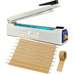 Impulse Heat Sealer 16 inch Mylar Bag Sealer, Heat Sealer for Plastic Bags, Metal Iron Shell, Impulse Sealer 3mm Sealing, Manual Hot Seal Machine with 8 Repair Kits(Included 2 Cutter Lines)