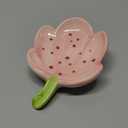 Ceramic Soap Dish Holder for Bathroom, Flower Bar Holder for Shower, Easy Cleaning Saver Tray Decoration for Bathroom, Sinks, Kitchen (Pink)