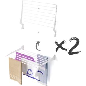 foxydry Drying Rack for Wall Mounting, Collapsible, for Indoor and Outdoor Balcony, Aluminium and Steel, Foldable and Foldable, 2 x 80 cm