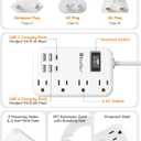 European Travel Plug Adapter, US to Europe Travel Power Strip with 6 USB(2 USB C) 4 Outlets, International Universal Travel Power Adapter with 3ft Extension Cord for EU UK France Italy Germany Cruise