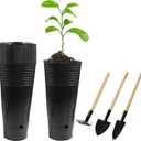 20 Pcs Plastic Deep Nursery Pots - 9.8" Tall Tree Pots, Indoor/Outdoor Use with 3 Pcs Garden Tools