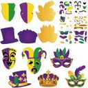 SYUCVQI 24 Sets Mardi Gras Craft Kits for Kids DIY Mard Gras Stickers Mardi Gras Art and Craft Make Your Own Comedy for Masquerade Party Gifts Favor Home School Classroom Activity Decoration Supplies