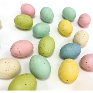 FJAKA 24 Pcs Speckled Easter Eggs, 2.4 Inch Colorful Plastic Speckled Eggs Bowl Basket Vase Fillers, for DIY Easter Spring Home Party Favors and Wedding Table Decorations