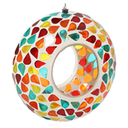 Sunnydaze 6Inch Glass Mosaic Hanging Bird Feeder for Outdoors Fly Through Wild Bird Feeder Confetti Mosaic