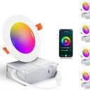 CLOUDY BAY [4 Pack] 4inch Smart WiFi LED Recessed Lights,RGBCW Color Changing Recessed Lighting,Compatible with Alexa and Google Home Assistant,No Hub Required,10W 2700K-6500K,CRI90+ Wet Location (White)