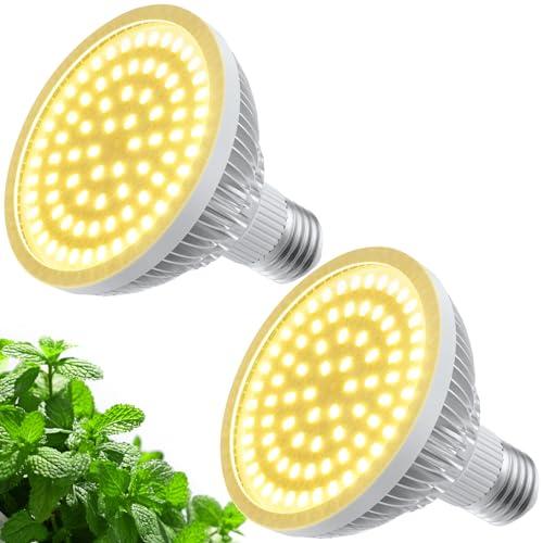 Grow Light Bulbs for Indoor Plants Full Spectrum, LED Grow Light Bulb 18W(180W Equivalent) 3500K Warm Light,PAR30 E26 Base for Regular Lamps,High PPFD for Plant Growing and Seed Starting2 Pack.