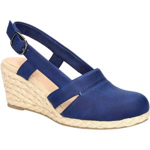 Juliet Holy Womens Wedges Sandals Platform Espadrilles Slingback Closed-toe Clogs Sandals, Navy Blue, 7