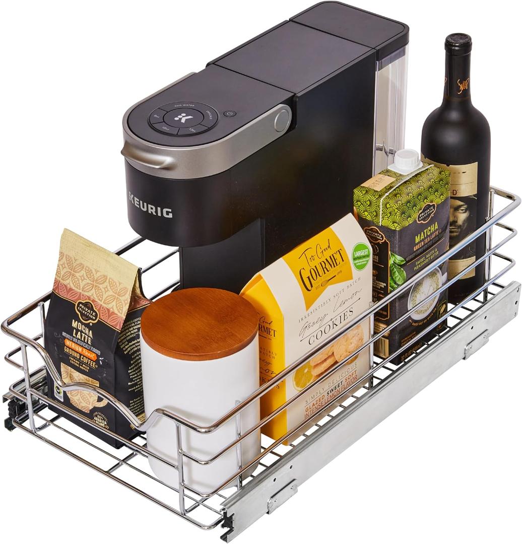 HOLDN STORAGE Pull Out Cabinet Organizer, Slide Out Drawer for Kitchen Cabinets & Pantry, Roll Out Shelf for Pots, Pans & Under Sink Storage, Heavy-Duty Full-Extension, 11"W x 21"D x 5"H