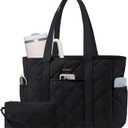 LOVEVOOK Puffer Tote Bag for Women with Cup Holder,Work Tote Bag with Zip, Quilted Nurse Teacher Shoulder,Gifts for Her (15.6In)