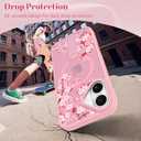 AIGOMARA Magnetic Stand for iPhone 16 Case, Aesthetic Cute Pink Floral Flower Design for Women Girls, Compatible with Magsafe, Slim Translucent Matte Protective Kickstand Phone Case