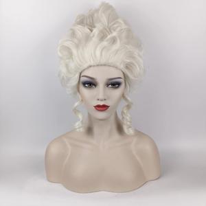 Women Short White Blonde Curly Wig Halloween Costume Party Synthetic Wigs (20032)