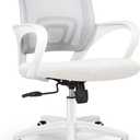 NEO CHAIR Office Desk Computer Chair Ergonomic Mesh Gaming Cushion Seat with Comfy Lumbar Mid Back Support Adjustable Height Swivel Rolling Wheels for Home Task (Ivory)