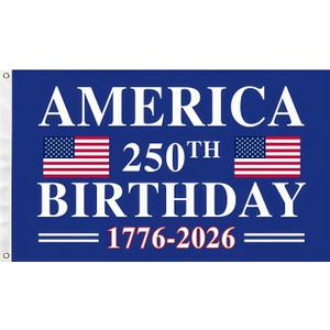250th Birthday 250 Years Usa 1776 2026 Flag 6X10Ft, Men Women Banner,Vibrant Colors, Double Stitched with 2 Brass Grommets, Bar Garden Street Decoration, GYM, Office Decor,Indoor Outdoor Use,Gifts. (Blue, 6x10ft)