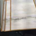 LHIUEM Large Abstract Green Gray Pastel Framed Canvas Wall Art, Neutral Landscape Wall Decor, Modern Watercolor Lake Artwork, Beige Textured Illustrations Art for Living Room, Bedroom, Office- 16"x24"x3