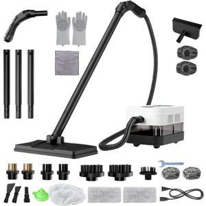 Steam Cleaner with 24 Accessories Steam Mop with 5M Extra-Long Power Cord for Home Chemical-Free Heavy Duty Steamer for Cleaning Floors, Tile, kitchen, Grout and Car (White)