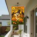 IVN Halloween Shih Tzu Garden Flag 28 x 40 Inch Double Sided House Flag with Witch Hat Pumpkin and Raven Design for Spooky Outdoor Porch Decor