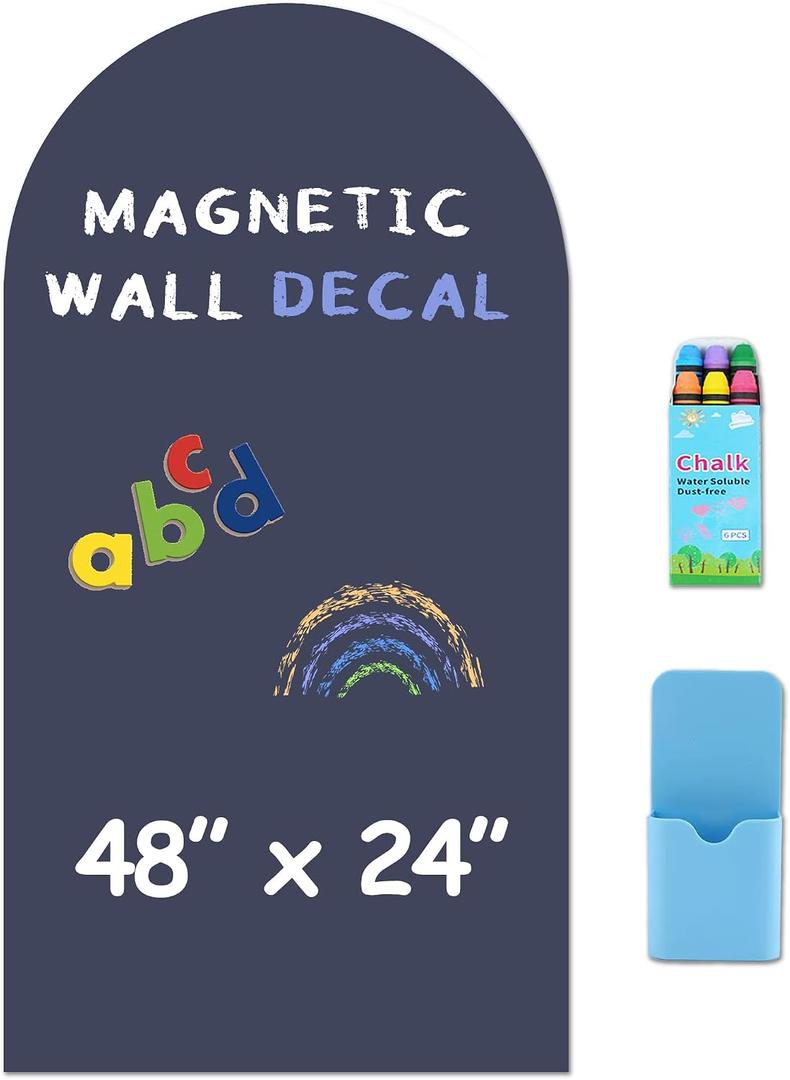 Arch Magnetic Wall Decal - 48" x 24" Matte Finish Chalkboard Sticker for Wall - Magnetic Board for Playroom, Home Classroom(Navy Blue)