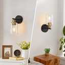 Zarbitta Set of 2 Wall Sconces for Bathroom, Black and Gold Modern Vanity Lights with Clear Glass Shade,Bathroom Wall Lamp for Mirror Kitchen Living Room Hallway Cabinet Porch