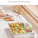 VEVOR Countertop Food Serving Display Container, 1 x 1 Pan Stainless Steel Food Serving Tray, Buffet Condiment Dispenser Display Rack with Clear Lid & 3 Ice Trays, for Restaurant Hotel Kitchen Party